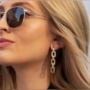 Eddie Borgo Gold Supra Chain Link Post Earrings 2”‎ Drop 12k Gold Vermeil